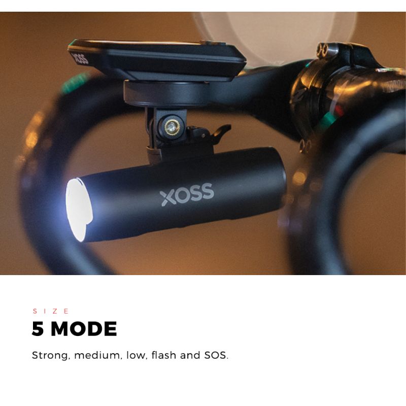 XOSS XL-400 Luce per bici impermeabile con 400 lumen per ciclismo urbano e mountain biking modalità di illuminazione ricaricabile USB per sicurezza e visibilità migliorata