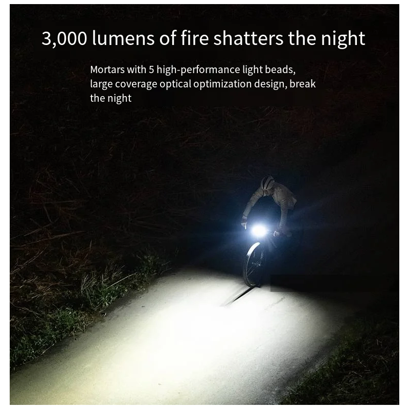 XOSS XL3000 Luce Bici Impermeabile 3000 Lumen Lampada Frontale Ricaricabile Tipo C Per Giri Notturni Accessorio Essenziale Ciclismo Visibilità Sicurezza 10 Modalità di Illuminazione