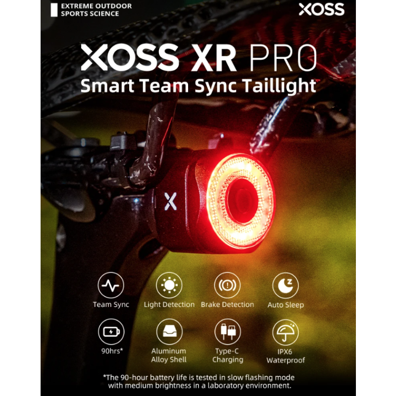 XOSS XR Pro fanale posteriore per ciclismo con rilevamento automatico del freno luce impermeabile e ricarica USB accessorio per bici per sicurezza e visibilità con design moderno e aerodinamico