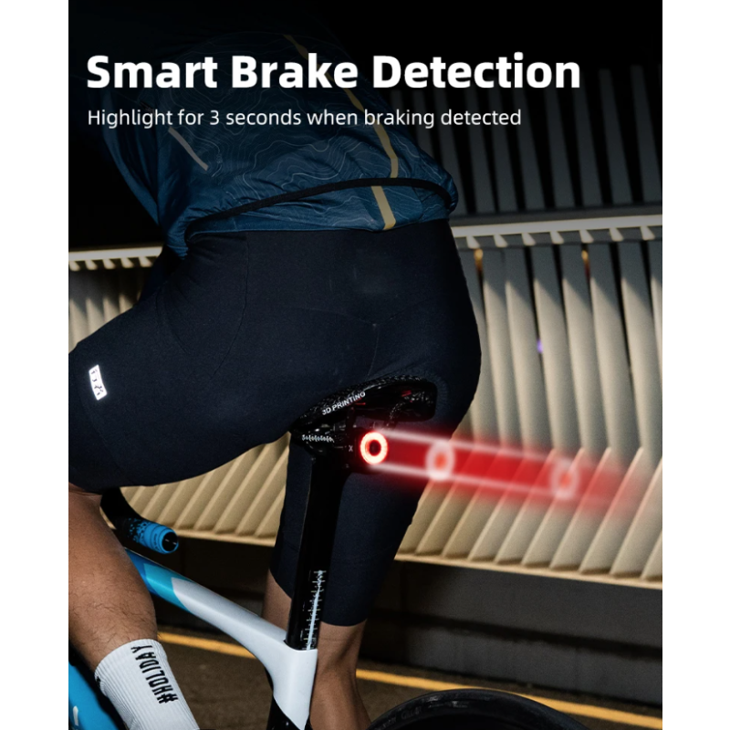 XOSS XR Pro fanale posteriore per ciclismo con rilevamento automatico del freno luce impermeabile e ricarica USB accessorio per bici per sicurezza e visibilità con design moderno e aerodinamico