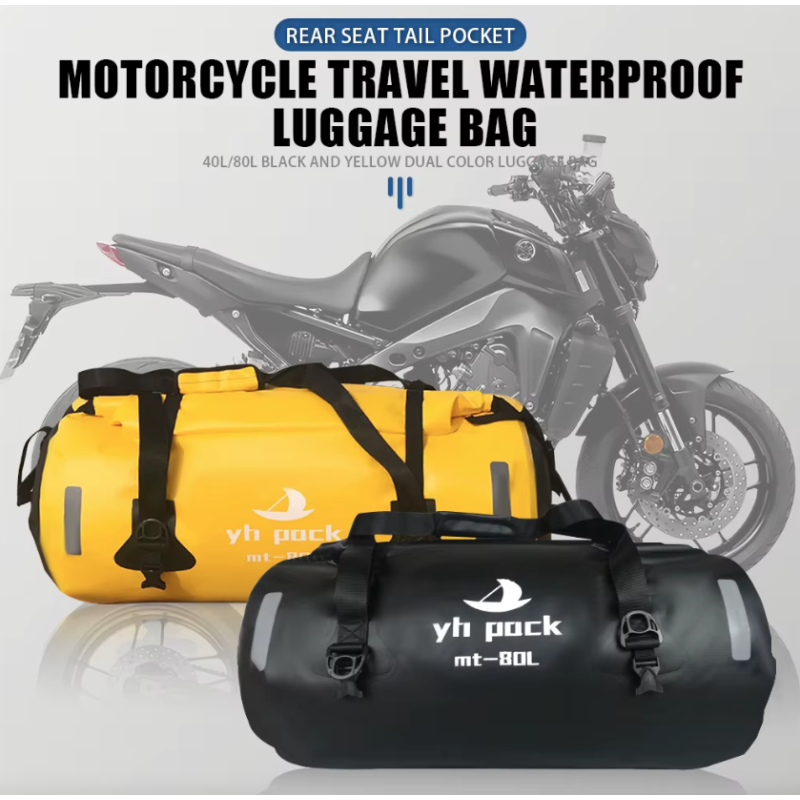 Borsa Moto Impermeabile 40L/80L | Borsa Bici, Ciclismo, Viaggio, Posteriore, Sella, MTB