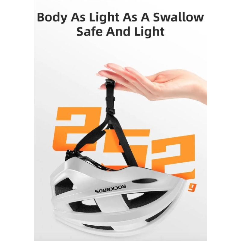 Casco da Bicicletta ROCKBROS con Luce Posteriore LED Ultraleggero e Modellato Integralmente per Sicurezza Ciclismo e Comfort Ideale per Ciclismo Urbano e Mountain Bike