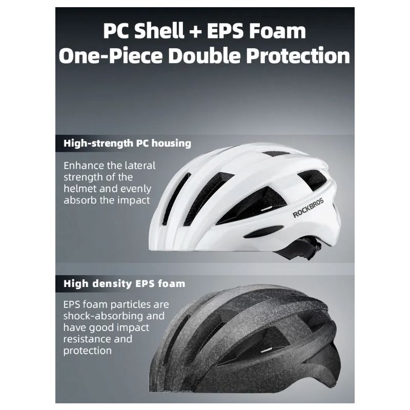 Casco da Bicicletta ROCKBROS con Luce Posteriore LED Ultraleggero e Modellato Integralmente per Sicurezza Ciclismo e Comfort Ideale per Ciclismo Urbano e Mountain Bike