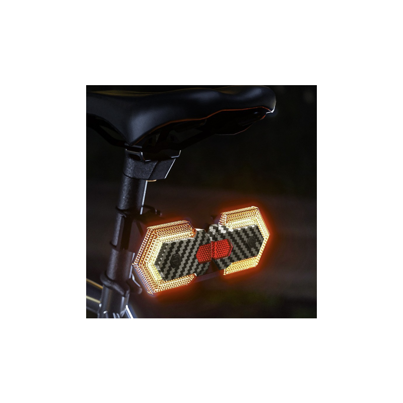 CarryBright Kit Frecce Bici LED Fibra Carbonio Ant/Post 4pz, Ricaricabile USB, Telecomando Wireless per Ebike e Sicurezza Ciclismo