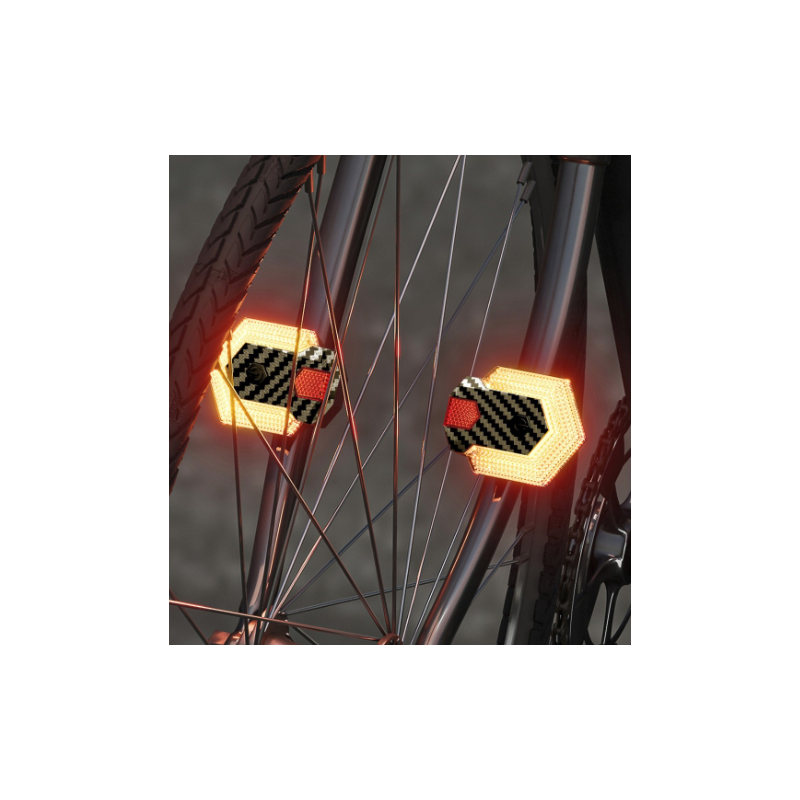 CarryBright Kit Frecce Bici LED Fibra Carbonio Ant/Post 4pz, Ricaricabile USB, Telecomando Wireless per Ebike e Sicurezza Ciclismo