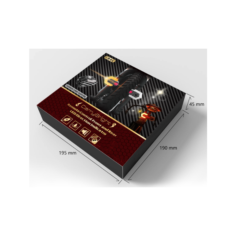 CarryBright Kit Frecce Bici LED Fibra Carbonio Ant/Post 4pz, Ricaricabile USB, Telecomando Wireless per Ebike e Sicurezza Ciclismo