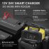 FOXSUR Caricabatteria portatile 12V 24V per auto moto camion compatibile AGM LiFePO4 e batterie al piombo carica automatica a 7 fasi per una salute ottimale delle batterie