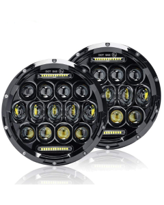 Faro rotondo 7 pollici LED per moto e fuoristrada con fascio DRL segnale svolta 75W Harley Jeep Wrangler lega alluminio impermeabile IP67 accessorio illuminazione durevole