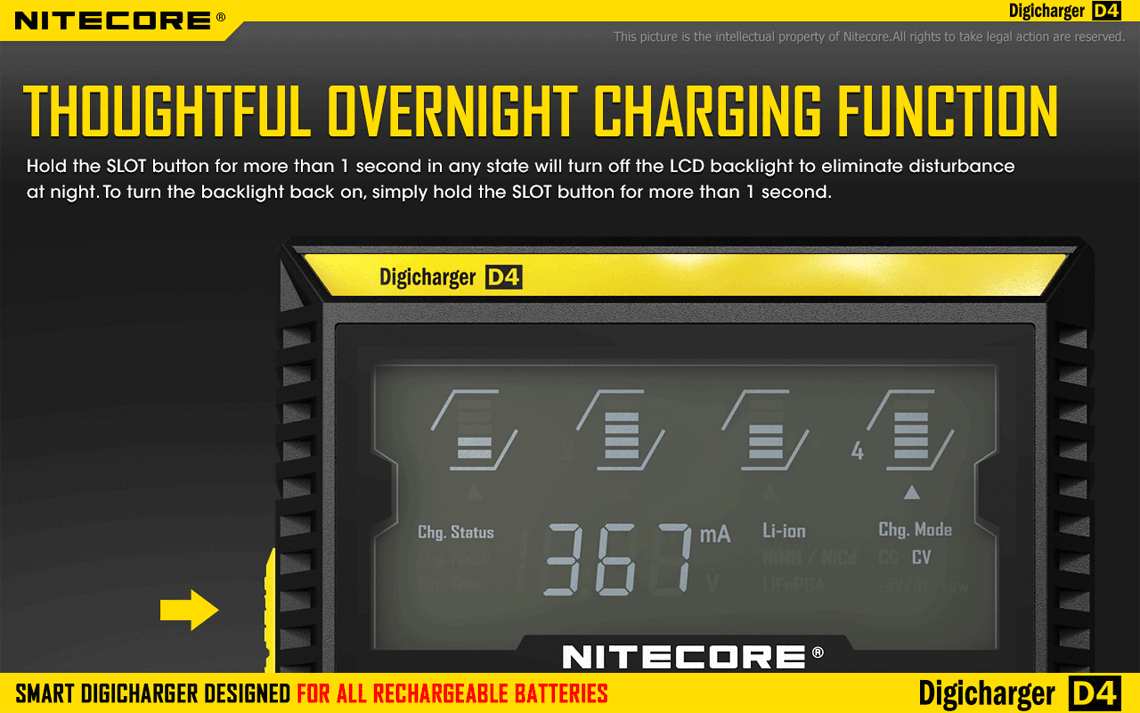 Nitecore D4 Digicharger Display LCD Caricabatterie Intelligente Li-ion Ni-MH Soluzione di Alimentazione Intelligente