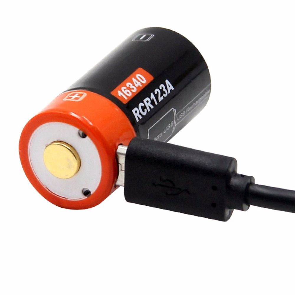 16340 650mAh 3.7V Micro USB Ricaricabile Batteria Li-ion Ecologica di Lunga Durata per Torce e Attrezzatura
