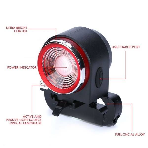ANTUSI A8 Lucchetto antifurto con allarme per bicicletta da strada, fanale posteriore, sicurezza in bicicletta con freno automatico e campanello wireless