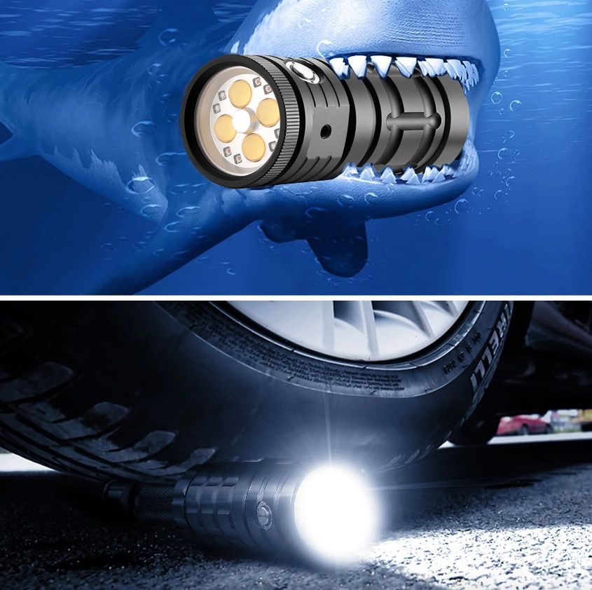 Torcia subacquea ad alta luminosità da 10000 lumen - Torcia subacquea tattica - Impermeabile fino a 100 m per avventure subacquee