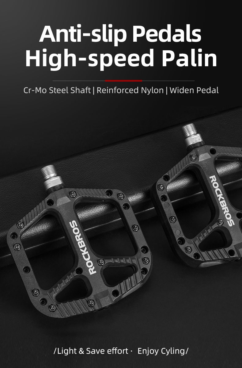 ROCKBROS Pedali per bicicletta con cuscinetti a tenuta ultraleggeri, nylon resistente, componenti MTB di alta qualità