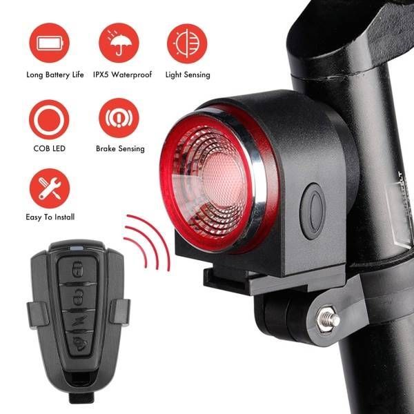 ANTUSI A8 Lucchetto antifurto con allarme per bicicletta da strada, fanale posteriore, sicurezza in bicicletta con freno automatico e campanello wireless