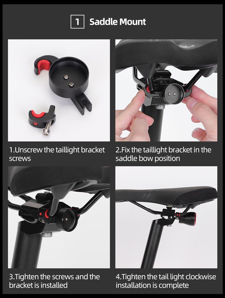 ROCKBROS Q5 Luce intelligente per bicicletta con rilevamento automatico della frenata, fanale posteriore LED impermeabile IPX6, attrezzatura di sicurezza per ciclismo