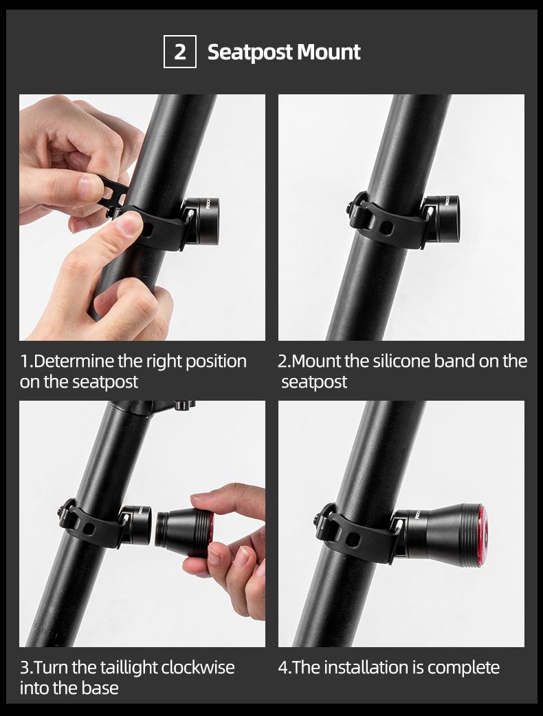 ROCKBROS Q5 Luce intelligente per bicicletta con rilevamento automatico della frenata, fanale posteriore LED impermeabile IPX6, attrezzatura di sicurezza per ciclismo