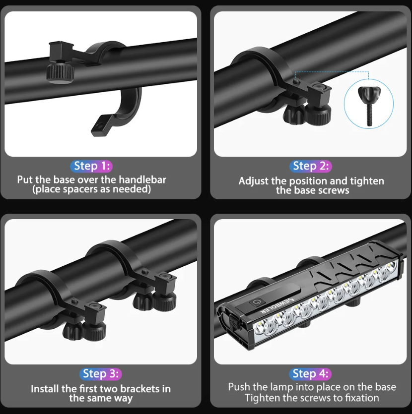 NITEBEAM Luce Anteriore Bicicletta 10000 Lumen Ultra-luminosa Impermeabile MTB e Strada 10000mAh USB Ricarica Modalità di Illuminazione Visibilità Sicurezza Accessori per Bici