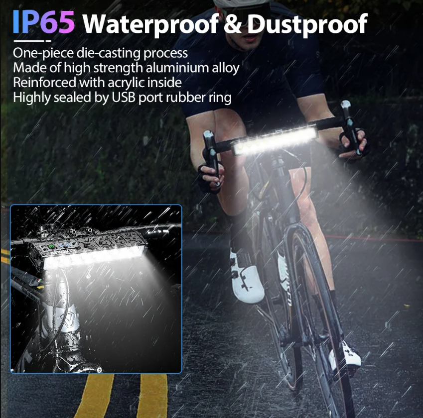 NITEBEAM Luce Anteriore Bicicletta 10000 Lumen Ultra-luminosa Impermeabile MTB e Strada 10000mAh USB Ricarica Modalità di Illuminazione Visibilità Sicurezza Accessori per Bici
