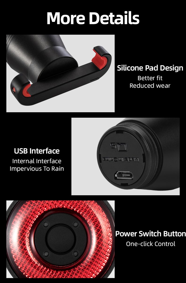 ROCKBROS Q5 Luce intelligente per bicicletta con rilevamento automatico della frenata, fanale posteriore LED impermeabile IPX6, attrezzatura di sicurezza per ciclismo