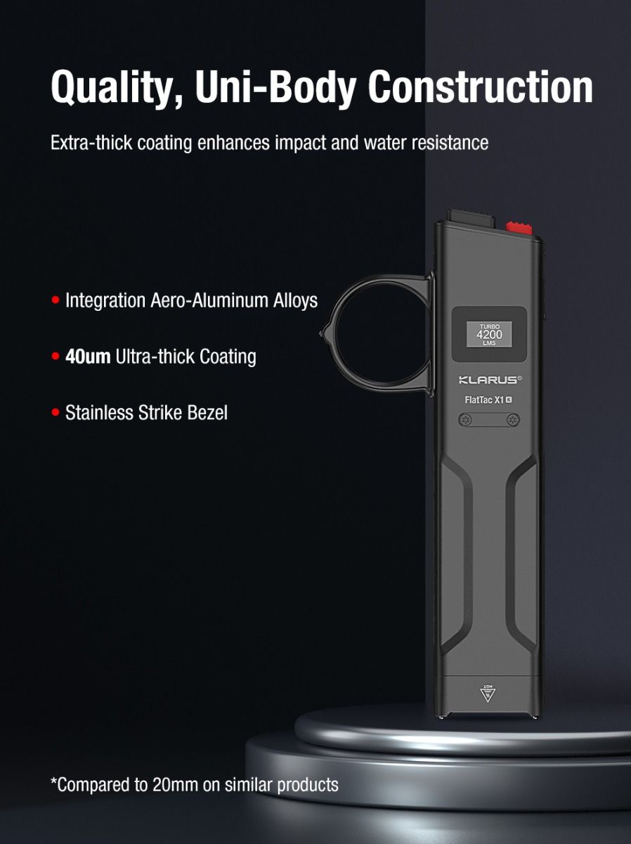 Klarus X1 Torcia tattica EDC ultra-sottile con LED Luminus SST-70 4200LM Luce di emergenza per esterni