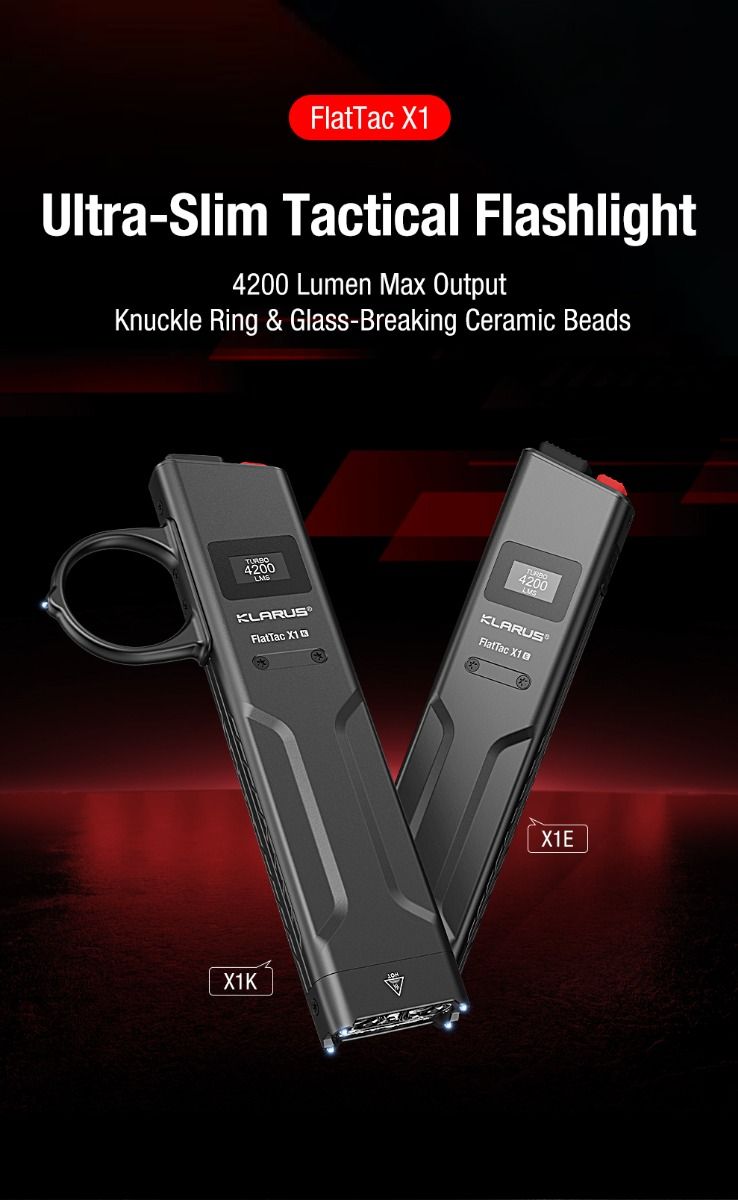 Klarus X1 Torcia tattica EDC ultra-sottile con LED Luminus SST-70 4200LM Luce di emergenza per esterni