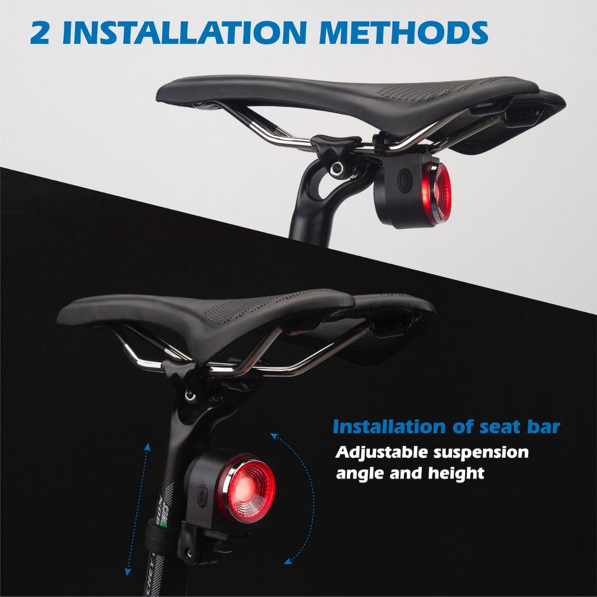 ANTUSI A8 Lucchetto antifurto con allarme per bicicletta da strada, fanale posteriore, sicurezza in bicicletta con freno automatico e campanello wireless