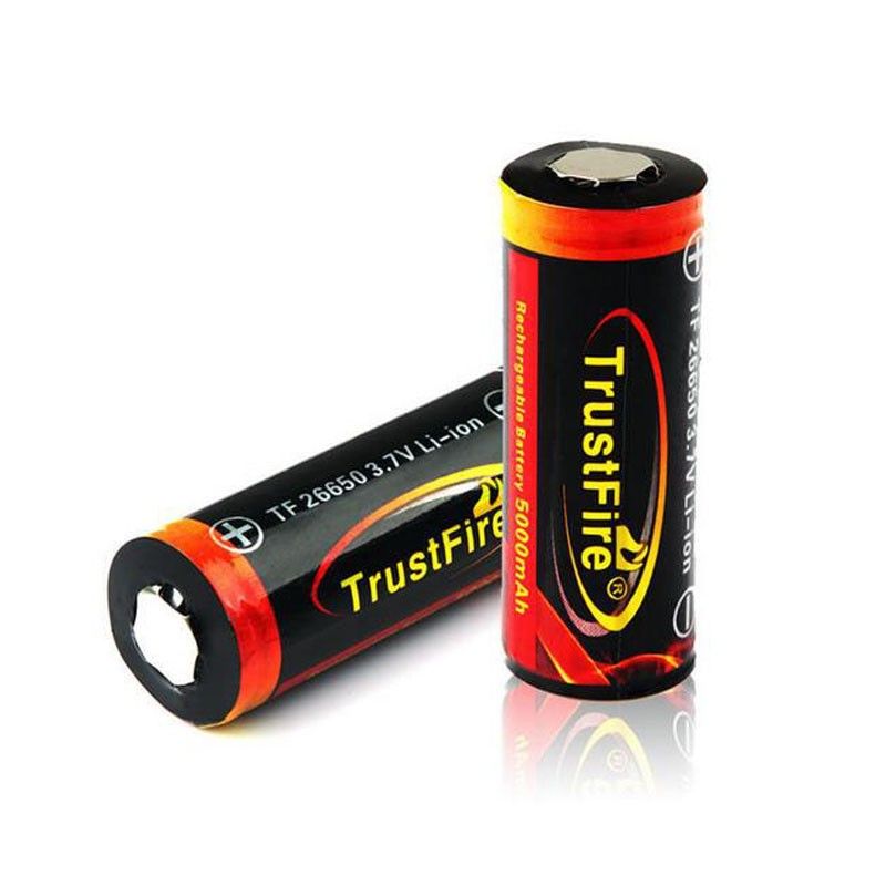 TrustFire TF 26650 3.7V 5000mAh Batteria ricaricabile agli ioni di litio protetta, duratura, soluzione energetica ecologica