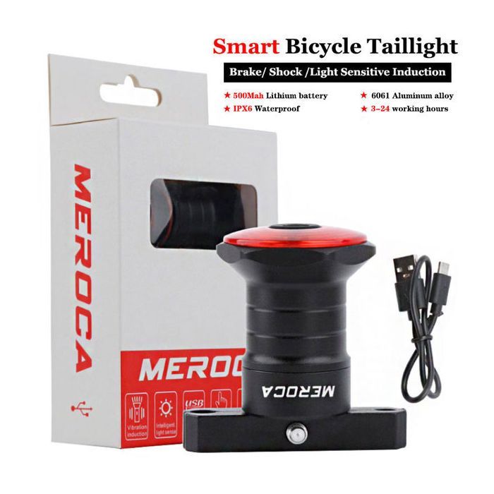 Luce posteriore intelligente per bicicletta con luce freno ad avvio e arresto automatici, ricarica USB, impermeabile IPX6, luce di sicurezza per ciclismo