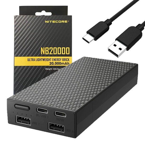 Nitecore NB20000 Power Bank 20000mAh QC Dual Port USB/USB-C Energia Mobile Veloce e Compatta Caricatore Smartphone e Gadget Outdoor Resistente Carica Multipla Leggero