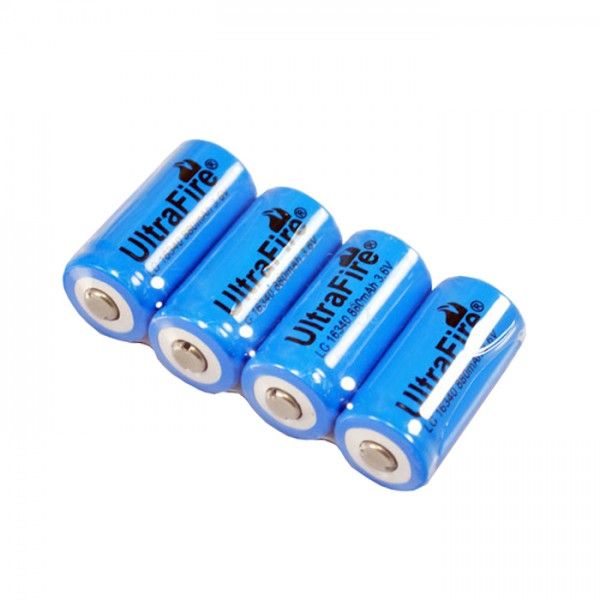 UltraFire LC 16340 880mAh 3.7V Batteria Ricaricabile Compatta Ecologica per Torce e Fotocamere