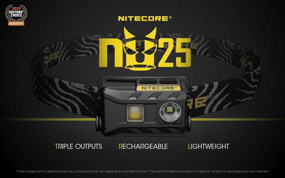 Nitecore NU25 XP-G2 S3 LED Lampada frontale ricaricabile 360 lumen Leggera Accessorio da avventura Illuminazione per esterni