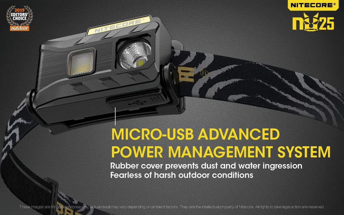 Nitecore NU25 XP-G2 S3 LED Lampada frontale ricaricabile 360 lumen Leggera Accessorio da avventura Illuminazione per esterni