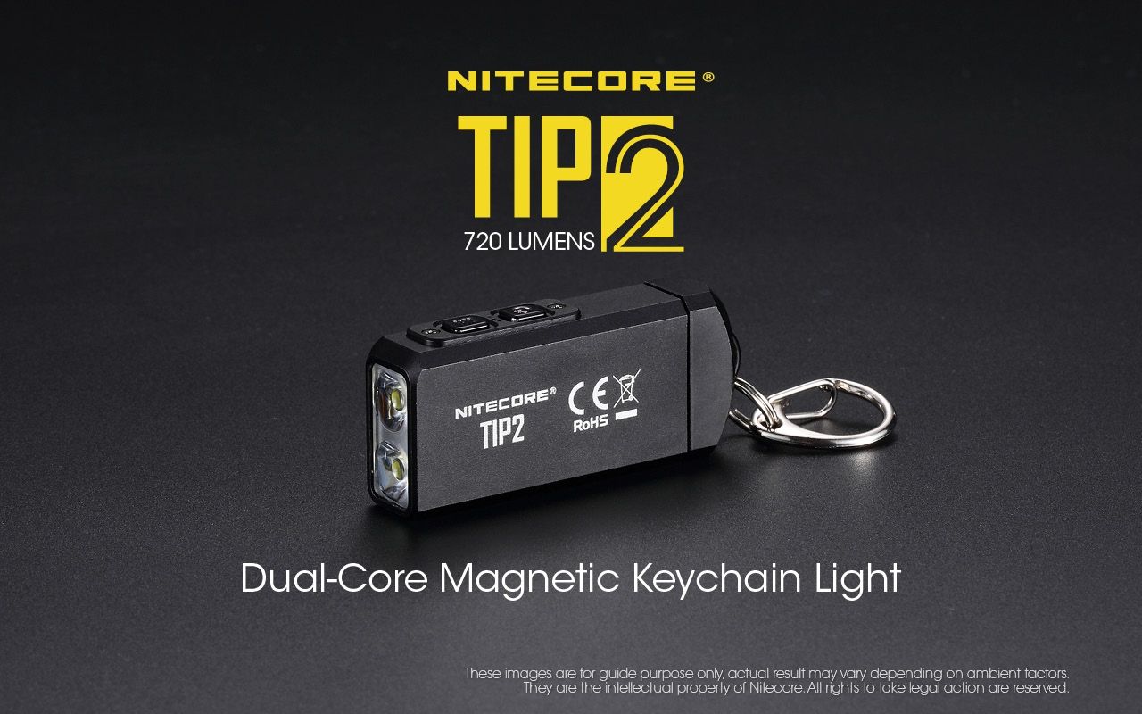 NITECORE TIP2 torcia portachiavi LED ricaricabile USB 720 lumen design compatto leggera ideale per campeggio e trasporto quotidiano illuminazione affidabile UPC 700646182206