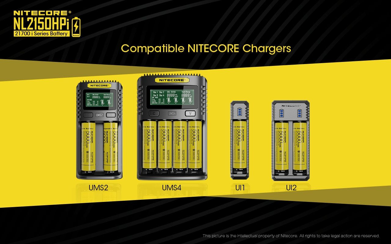 NITECORE NL2150HPi 5000mAh 21700 Batteria Ricaricabile agli Ioni di Litio ad Alte Prestazioni per Torcia e Svapo