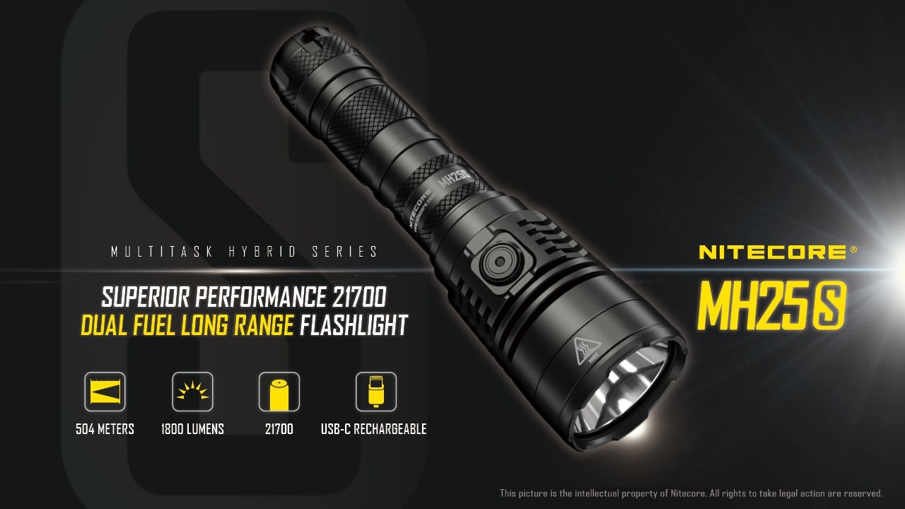 Torcia Nitecore MH25S 1800 Lumen Ricaricabile USB-C LED ad Alta Luminosità per Avventure all'Aperto e Riparazioni