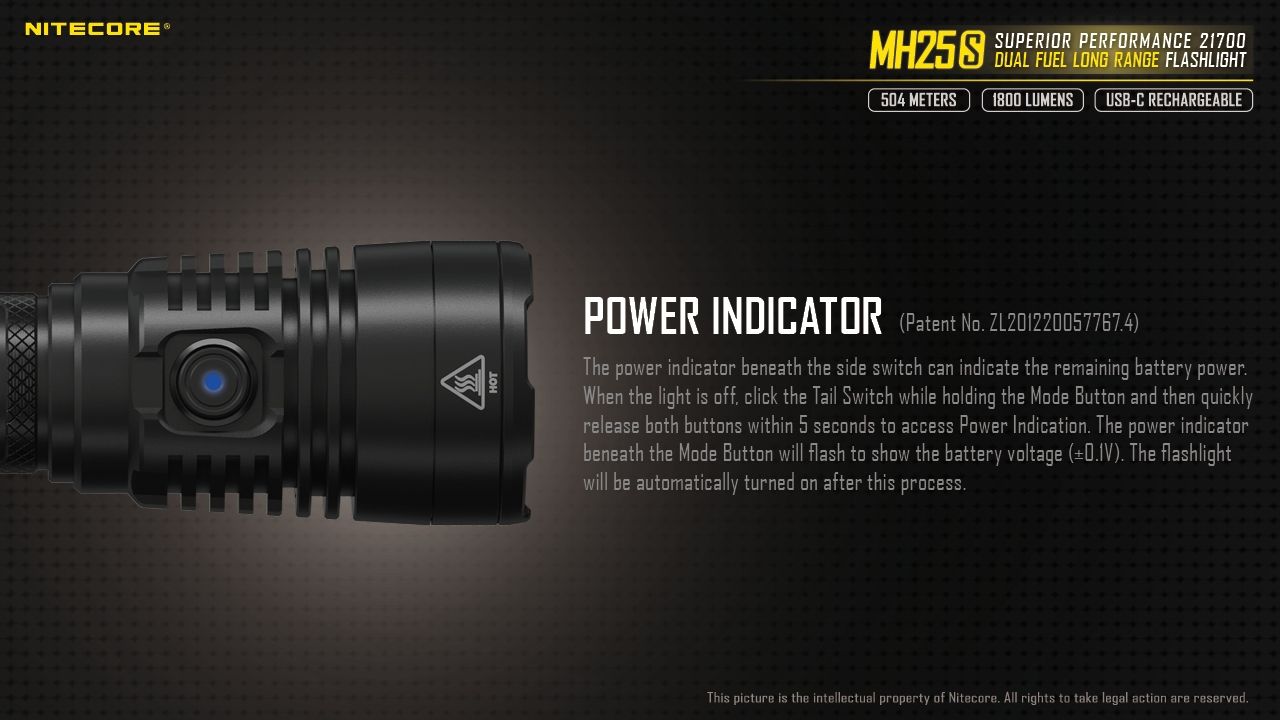 Torcia Nitecore MH25S 1800 Lumen Ricaricabile USB-C LED ad Alta Luminosità per Avventure all'Aperto e Riparazioni