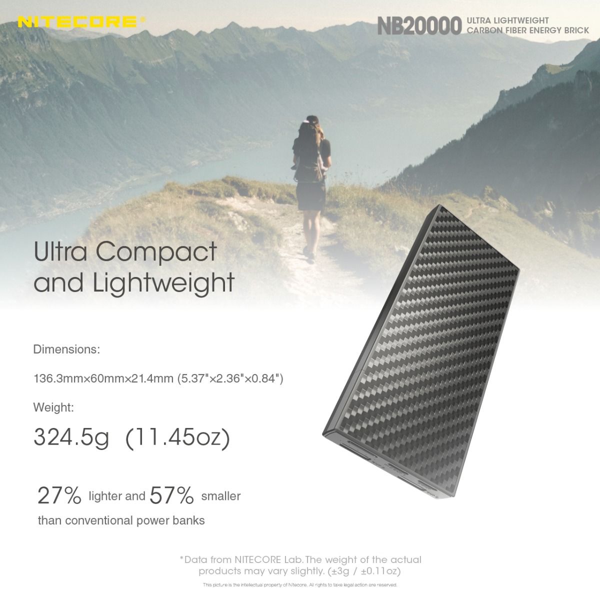 Nitecore NB20000 Power Bank 20000mAh QC Dual Port USB/USB-C Energia Mobile Veloce e Compatta Caricatore Smartphone e Gadget Outdoor Resistente Carica Multipla Leggero