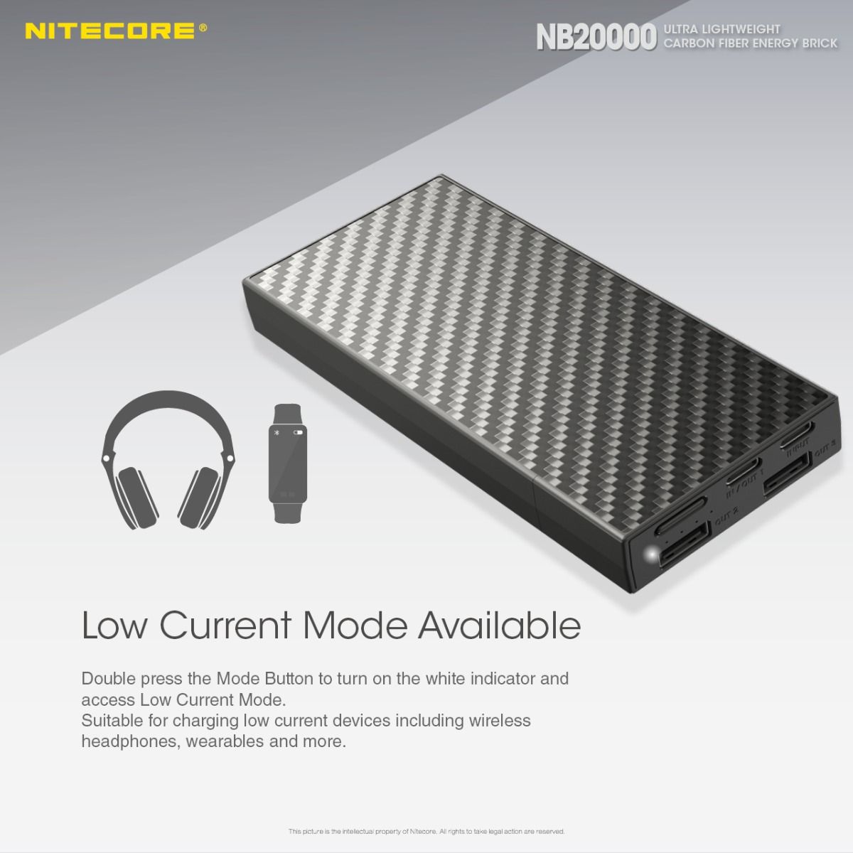 Nitecore NB20000 Power Bank 20000mAh QC Dual Port USB/USB-C Energia Mobile Veloce e Compatta Caricatore Smartphone e Gadget Outdoor Resistente Carica Multipla Leggero