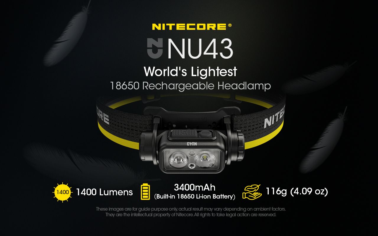 NITECORE NU43 Lampada frontale ricaricabile 1400 lumen Luci rossa e bianca Lunga durata della batteria Attrezzatura da campeggio per esterni