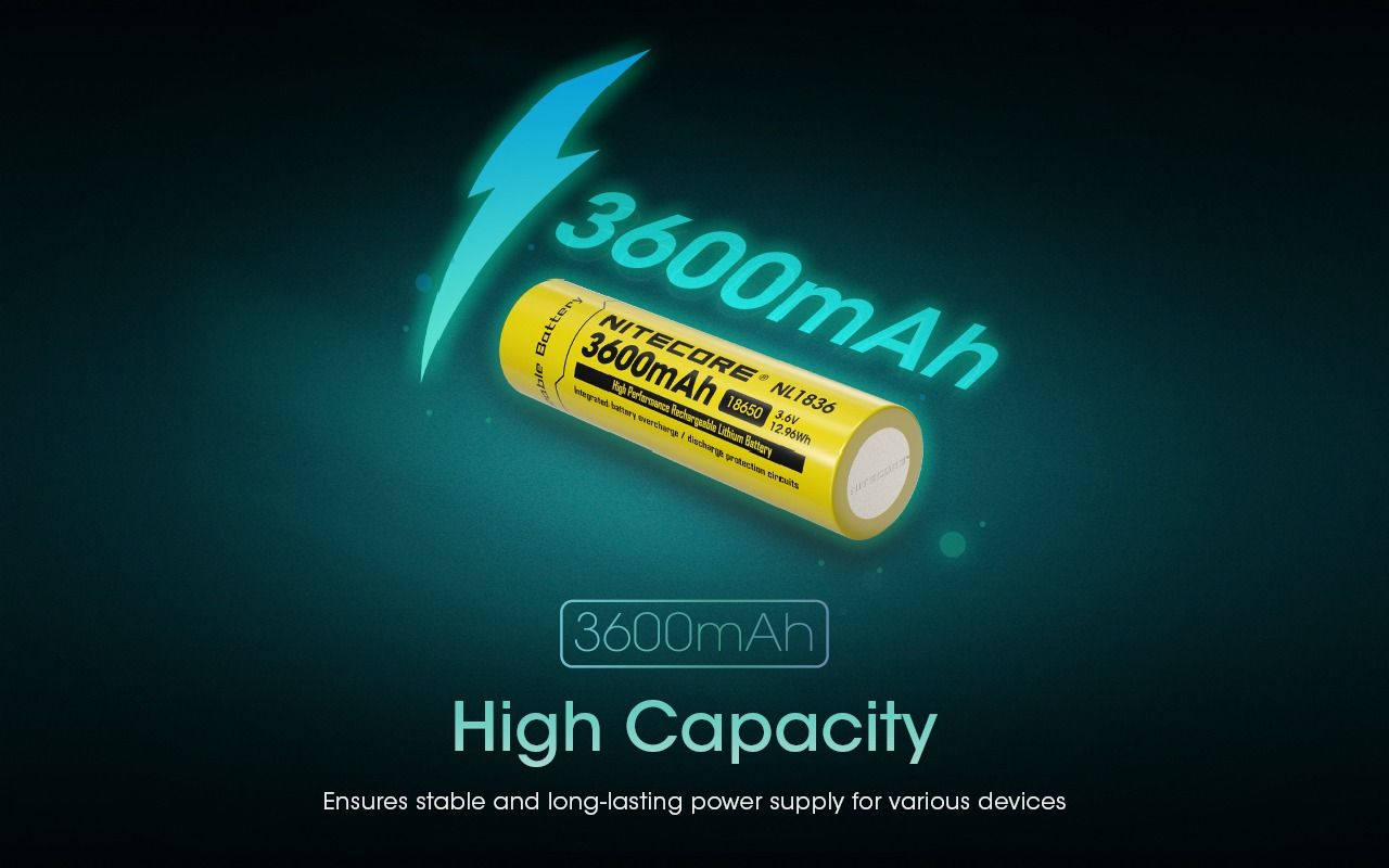 Nitecore 18650 NL1836 3600mAh Batteria ricaricabile Li-ion