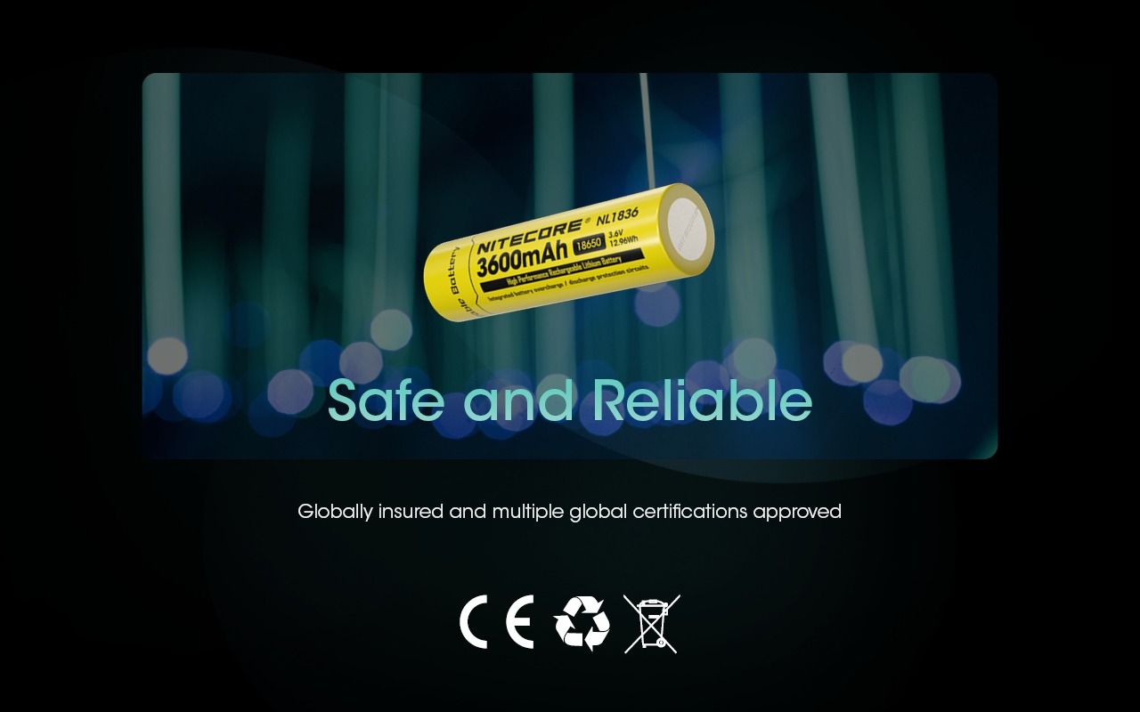 Nitecore 18650 NL1836 3600mAh Batteria ricaricabile Li-ion