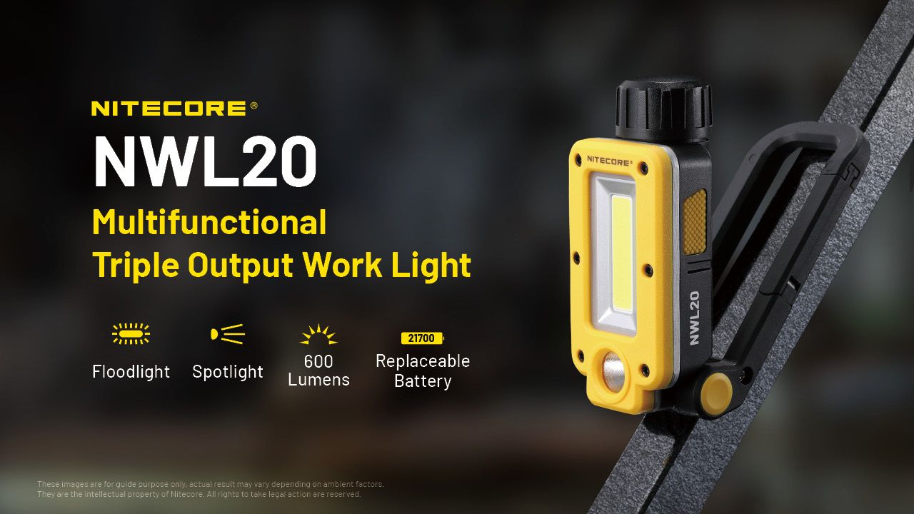 NITECORE NWL20 Faretto Portatile 600 Lumen Illuminazione Versatile con Tripla Uscita per Uso Esterno e di Emergenza
