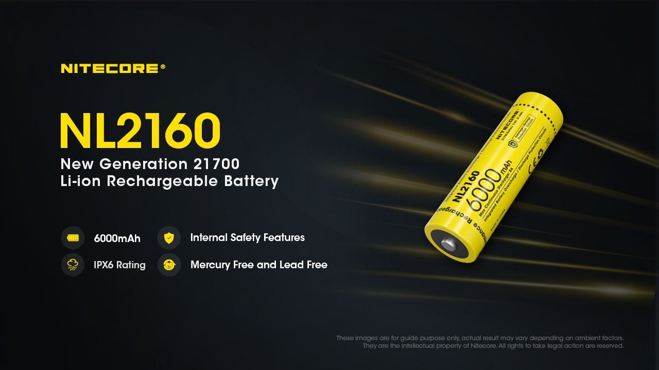 NITECORE NL2160 6000mAh 21700 Batteria ricaricabile agli ioni di litio