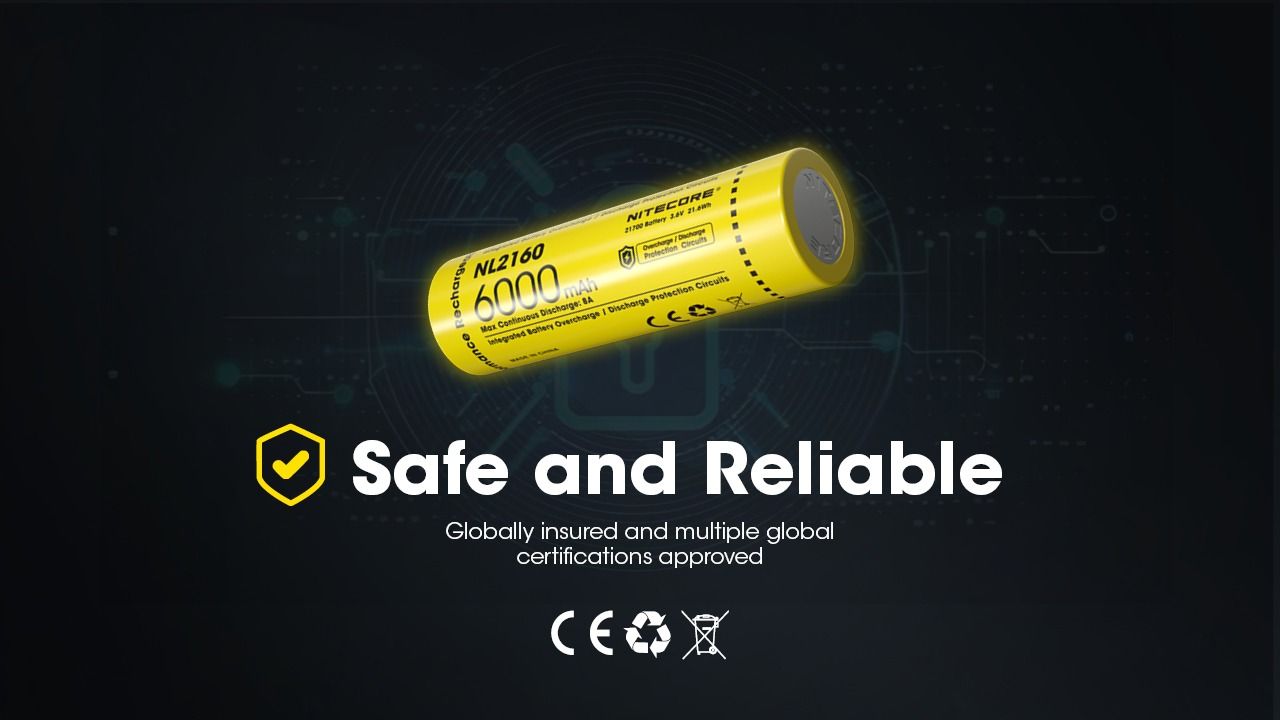 NITECORE NL2160 6000mAh 21700 Batteria ricaricabile agli ioni di litio