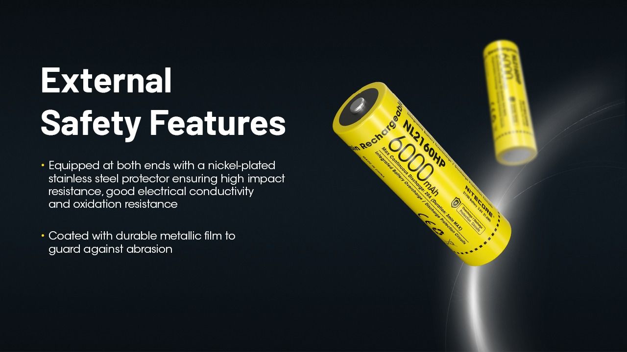 NITECORE NL2160HP 6000mAh 3.6V 21700 USB-C Batteria Ricaricabile Li-ion ad Alta Capacità Sorgente di Alimentazione Portatile