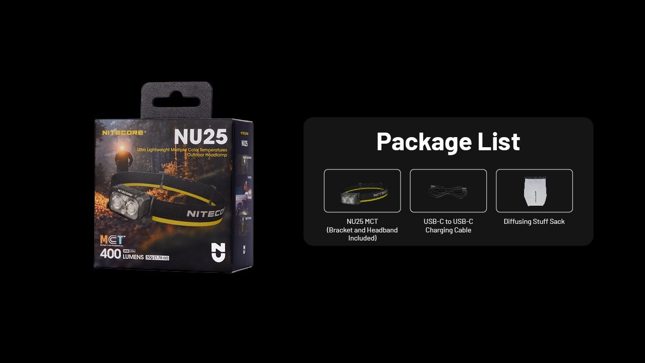 NITECORE NU25 MCT LED Frontale 400 Lumen Ricaricabile USB-C Attrezzatura Leggera da Escursionismo per Appassionati di Outdoor