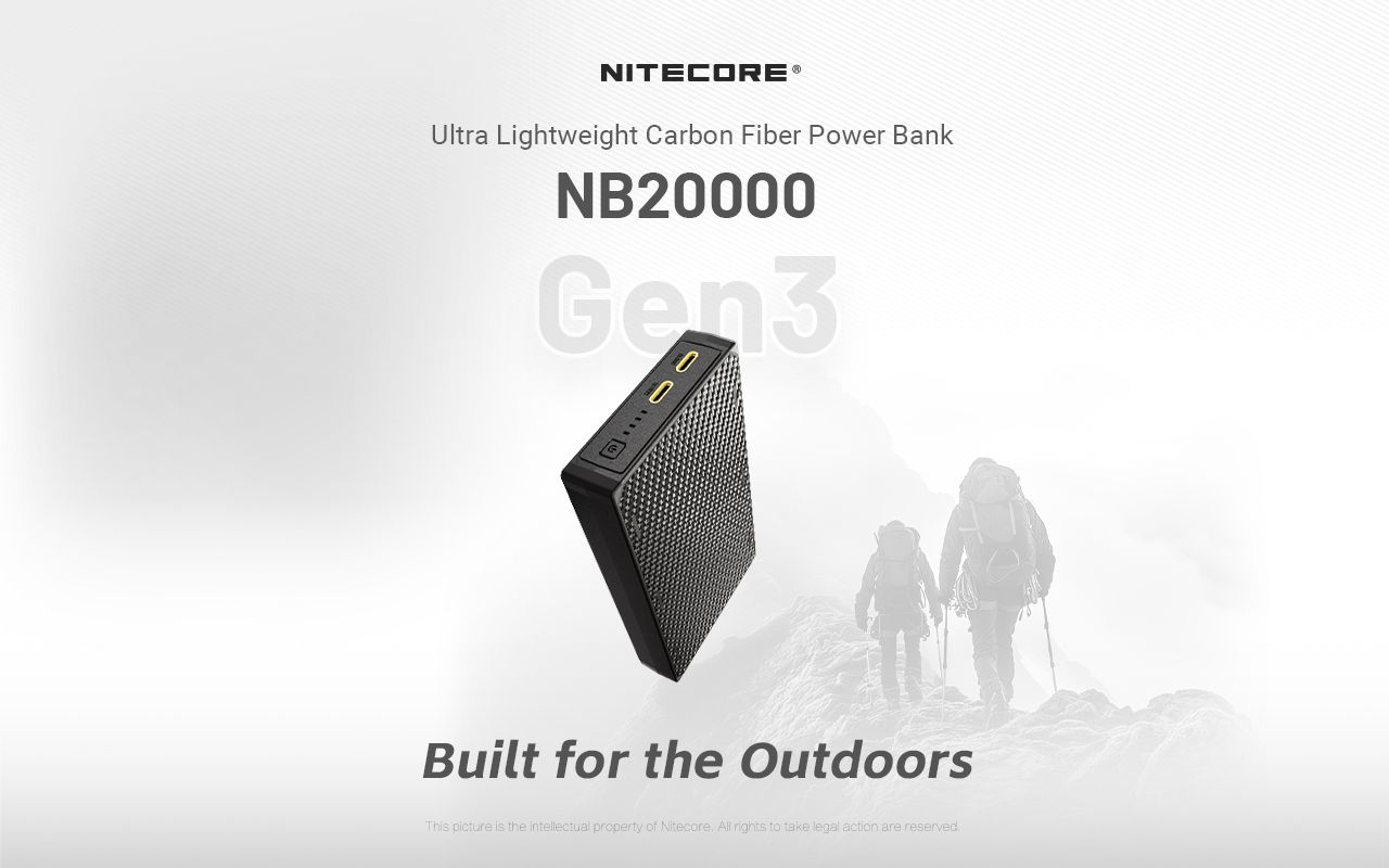 Nitecore NB20000 Gen3 QC Power Bank con doppia porta USB-C 20000mAh compagno di viaggio compatto e leggero