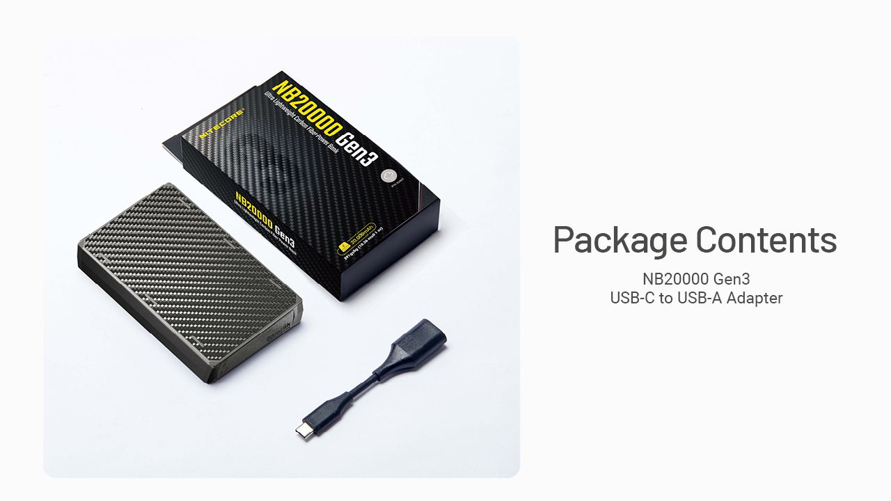 Nitecore NB20000 Gen3 QC Power Bank con doppia porta USB-C 20000mAh compagno di viaggio compatto e leggero