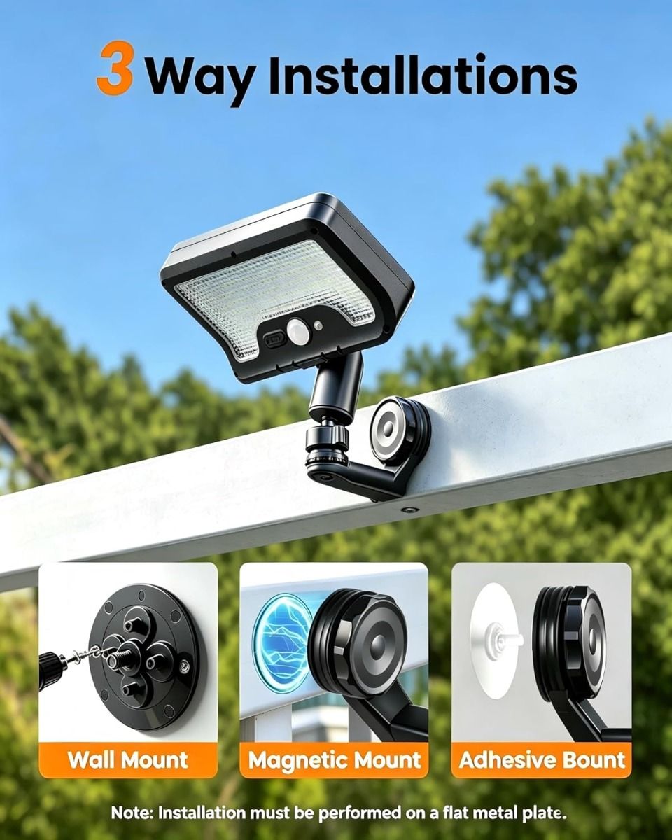 Magnetic Solar Security Lights Outdoor, Motion Sensor, 92 LED, 600 Lumens, IP65 Waterproof, 2 Pack