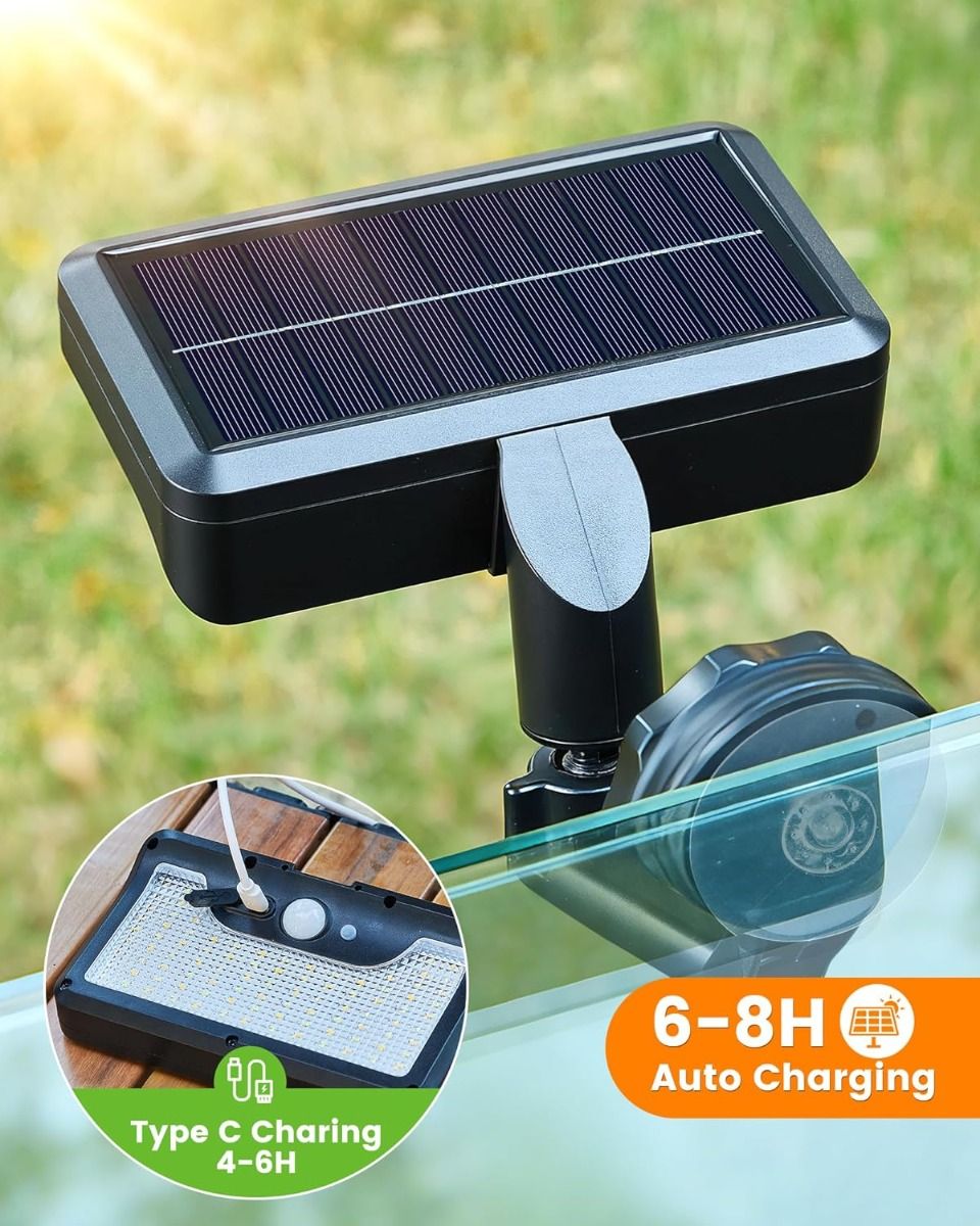 Magnetic Solar Security Lights Outdoor, Motion Sensor, 92 LED, 600 Lumens, IP65 Waterproof, 2 Pack